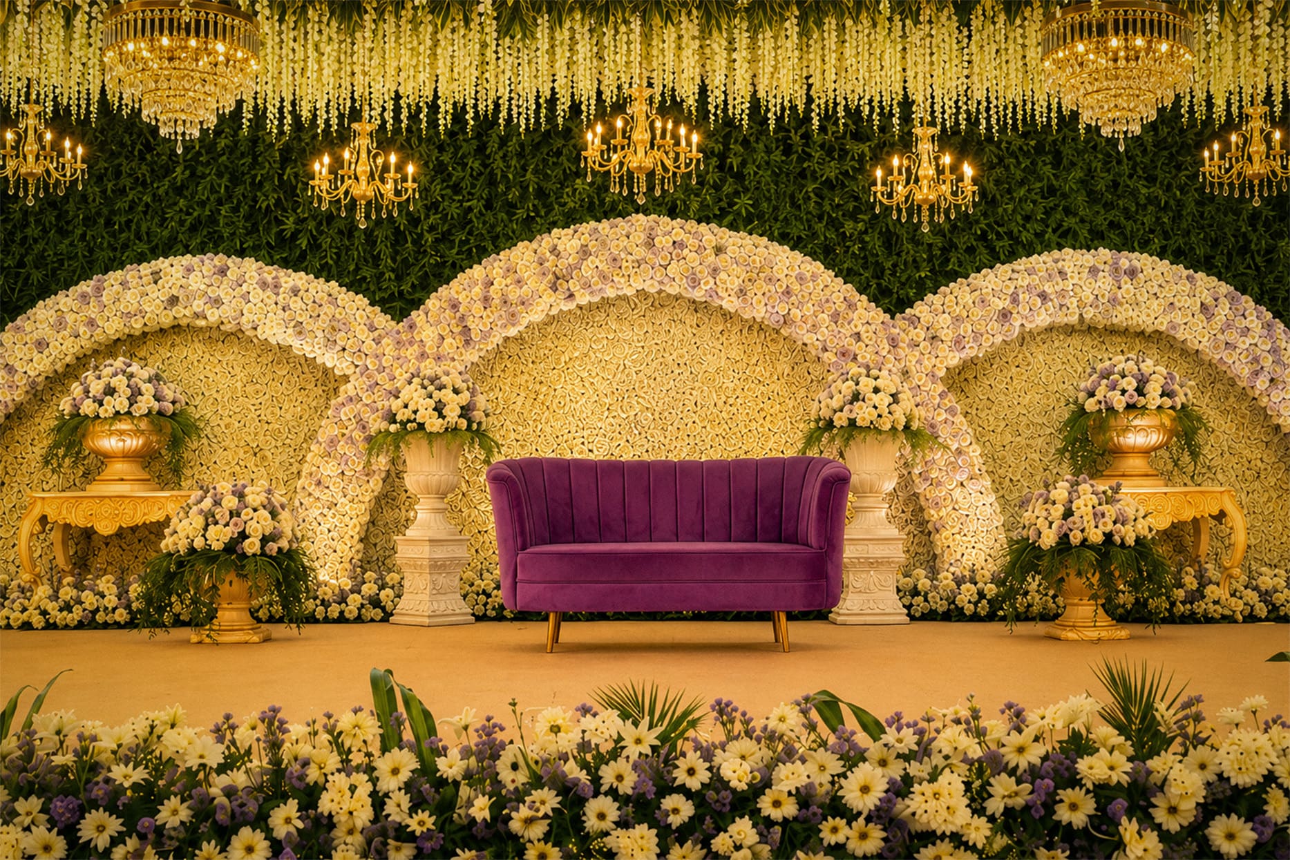 Burgundy Jali Panel Stage